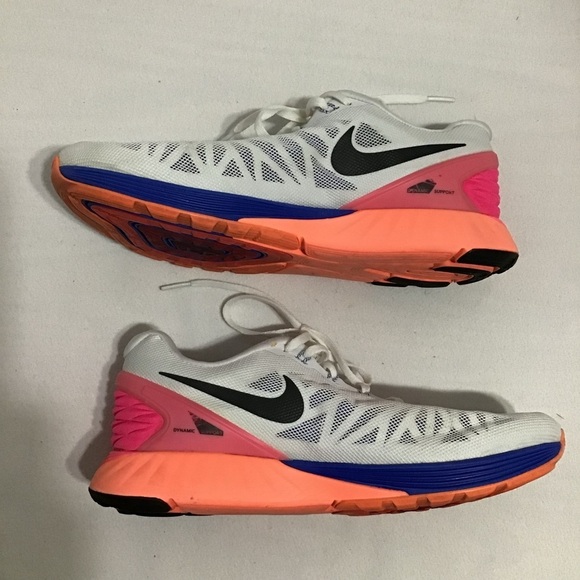 NIKE LUNARGLIDE 6  WOMEN'S RUNNING SHOES in WHITE/PINK/COBALT SIZE 10 PRE-OWNED - Picture 1 of 8